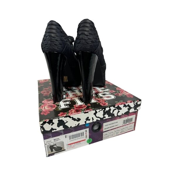 Jeffrey Campbell Mary Jane Foxy-Wood Black Snake Skin Calf Leather 40 / 9.5 - Picture 6 of 7